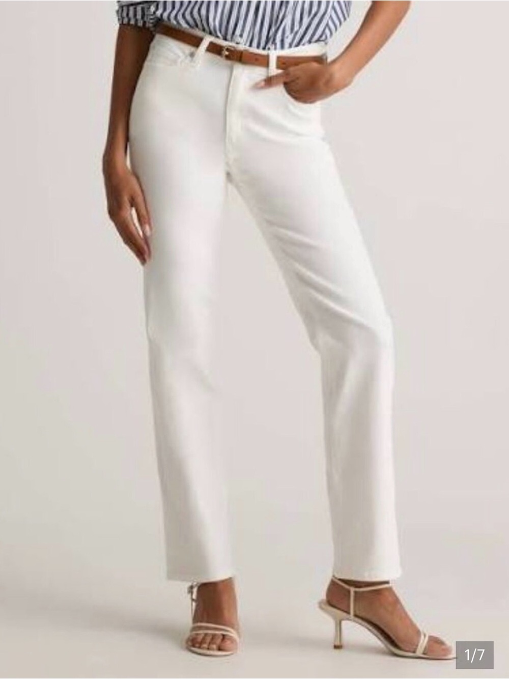 Quince Bella Stretch Relaxed Straight Jeans Ghost White 28